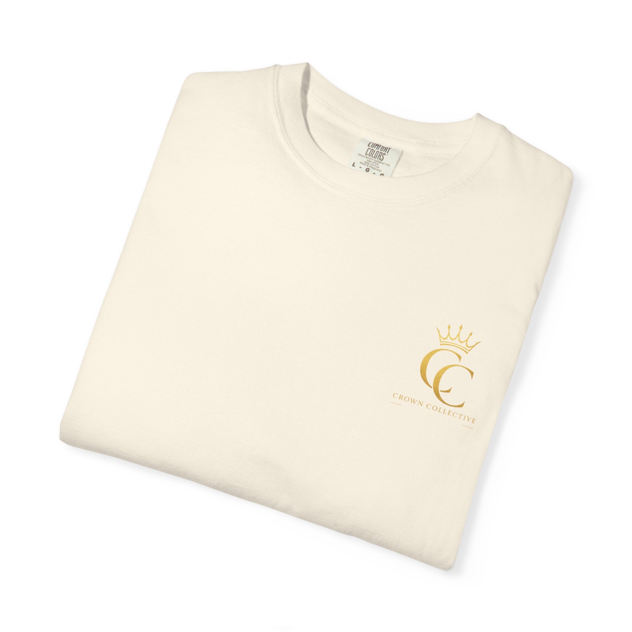 CC Crown Logo T‑Shirt — Minimal Gold Crest Pocket Tee