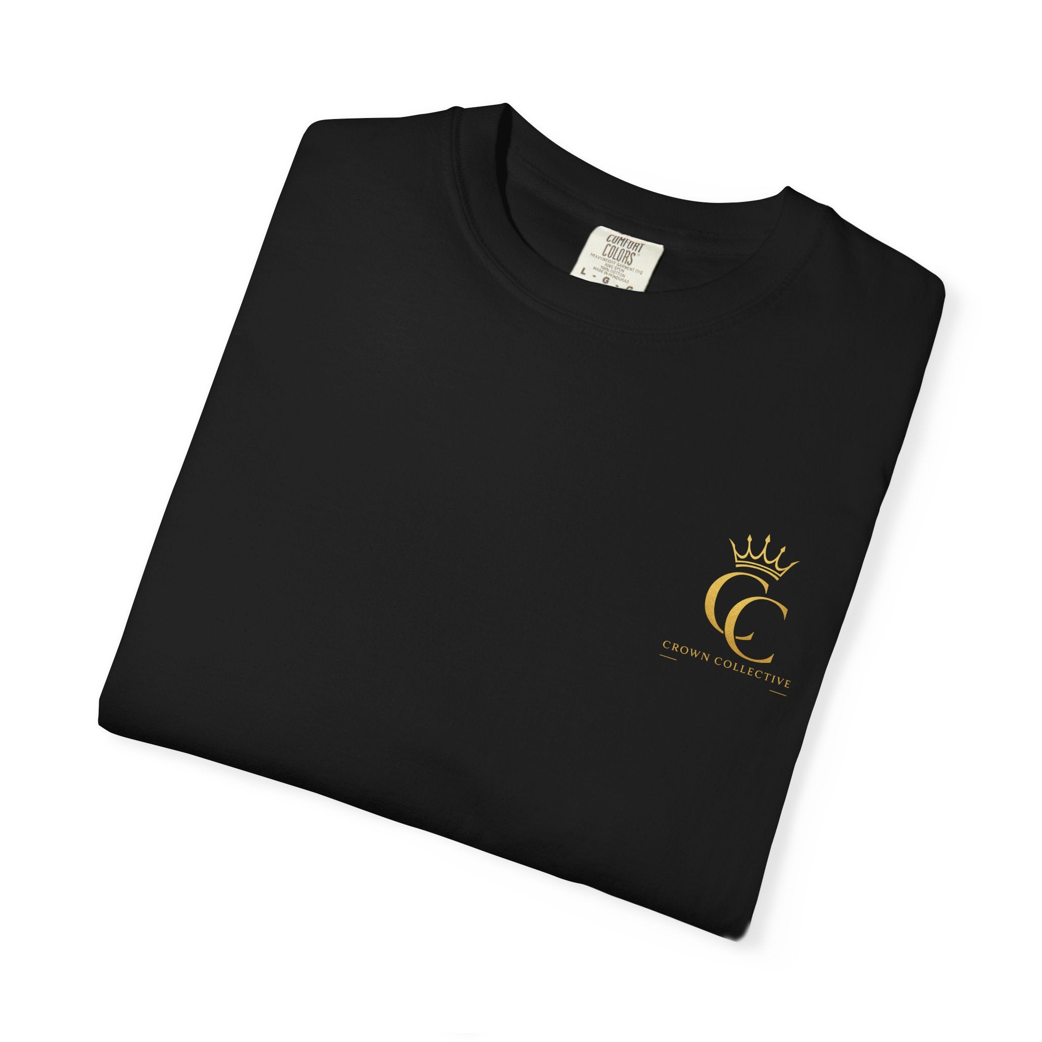 CC Crown Logo T‑Shirt — Minimal Gold Crest Pocket Tee