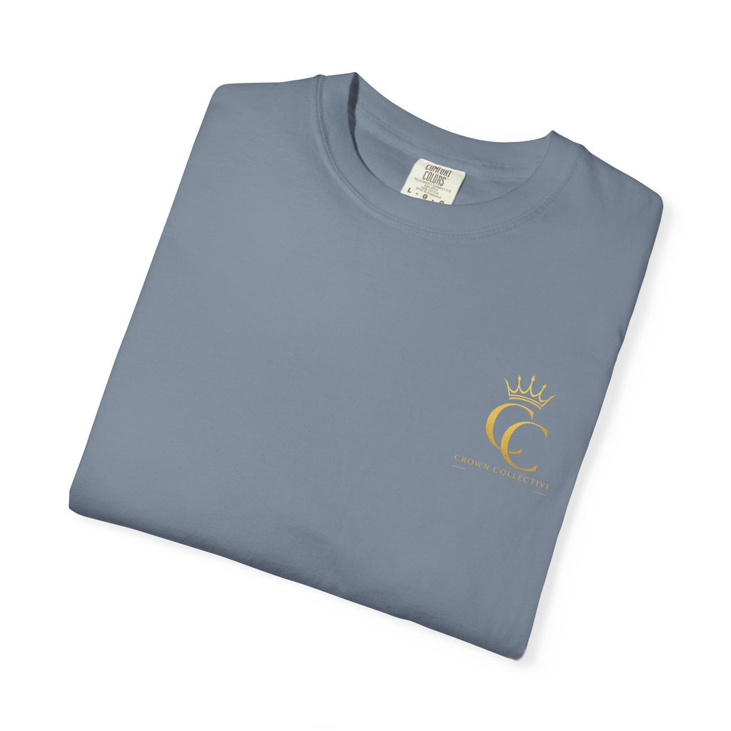 CC Crown Logo T‑Shirt — Minimal Gold Crest Pocket Tee