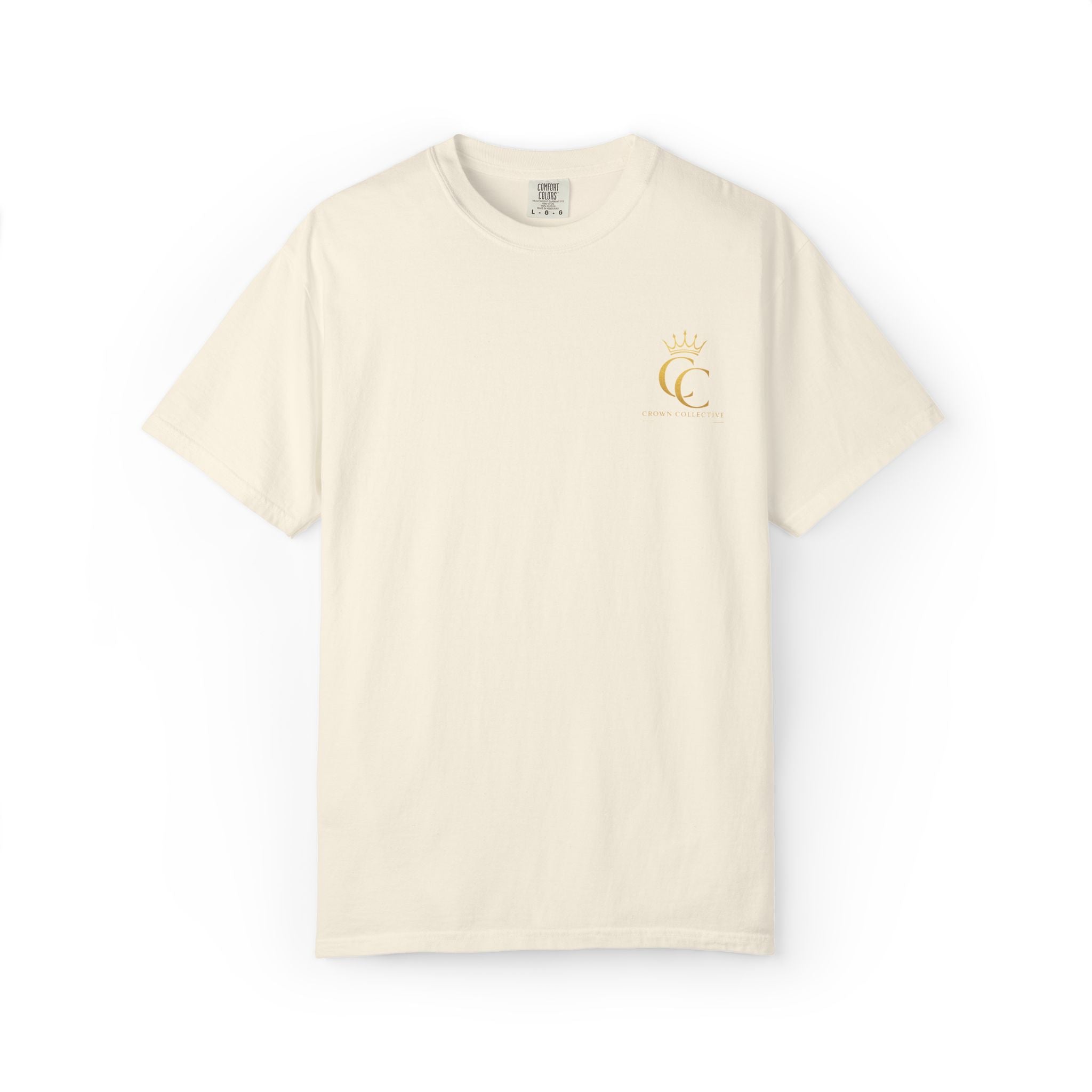 CC Crown Logo T‑Shirt — Minimal Gold Crest Pocket Tee