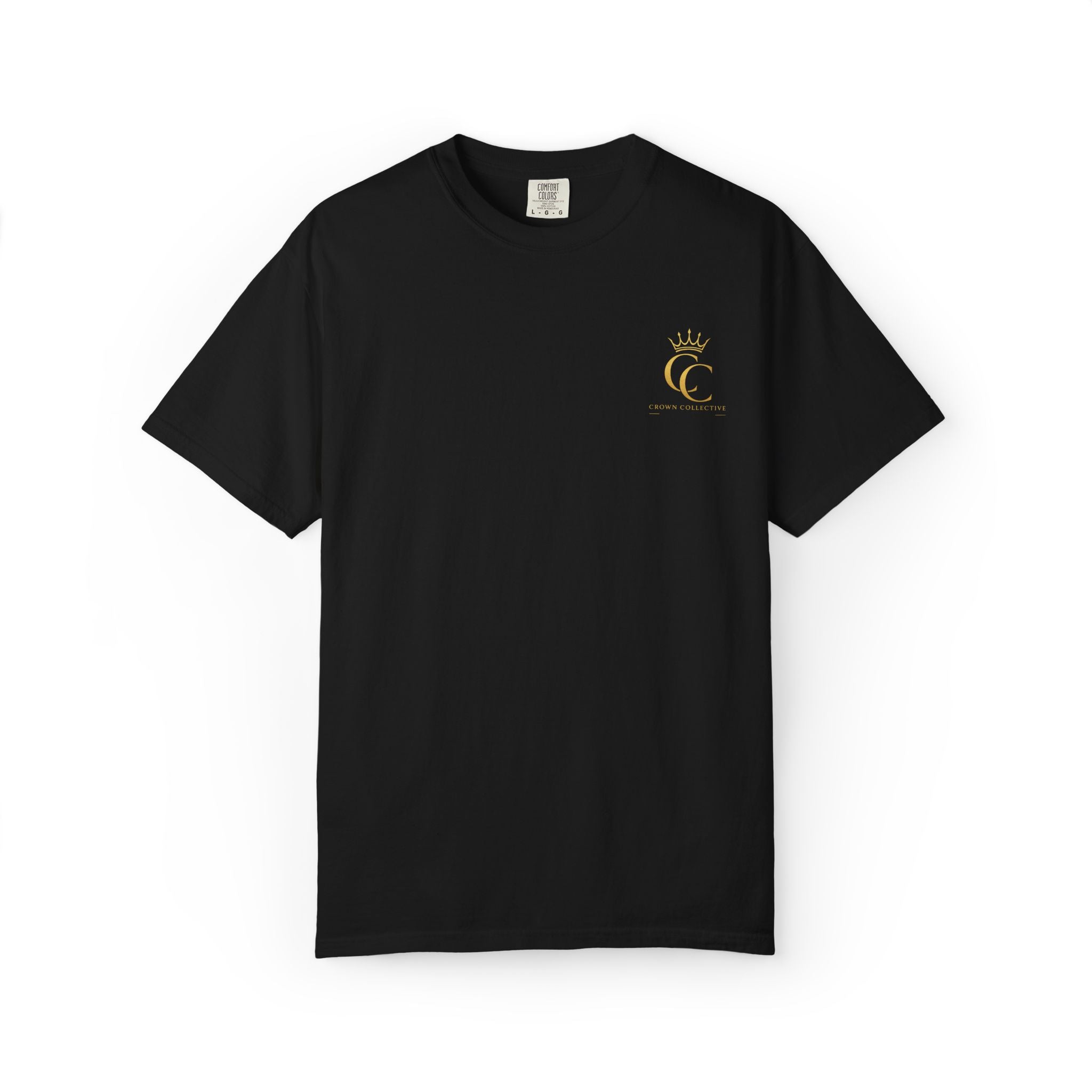 CC Crown Logo T‑Shirt — Minimal Gold Crest Pocket Tee